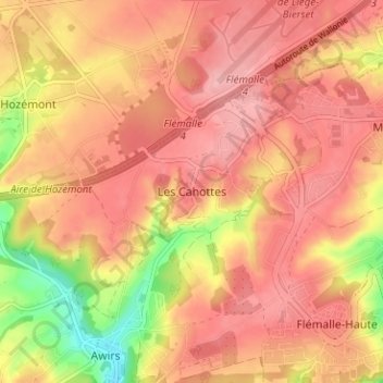 Les Cahottes topographic map, elevation, terrain
