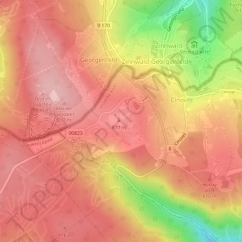 Dubí topographic map, elevation, terrain