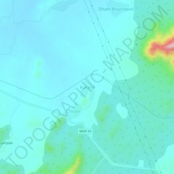 Kurand topographic map, elevation, terrain