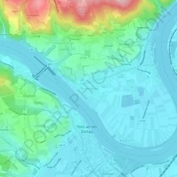Persenbeug topographic map, elevation, terrain