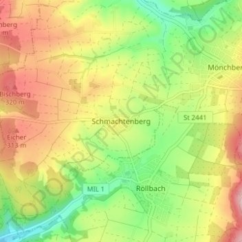 Schmachtenberg topographic map, elevation, terrain