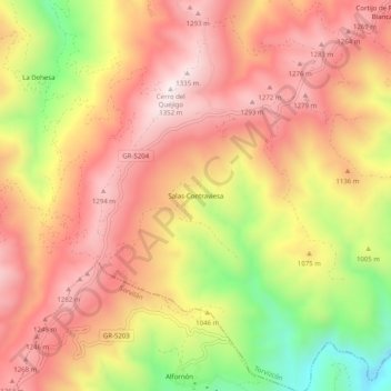 Salas-Contraviesa topographic map, elevation, terrain