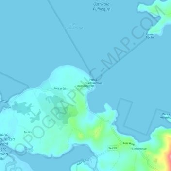 Quetalmahue topographic map, elevation, terrain