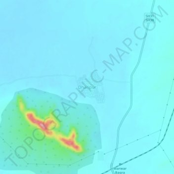 Dhanpur topographic map, elevation, terrain
