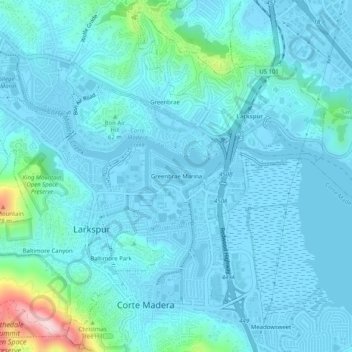 Greenbrae Marina topographic map, elevation, terrain