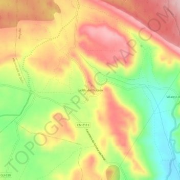 Padilla del Ducado topographic map, elevation, terrain
