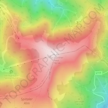 Stuhleck topographic map, elevation, terrain