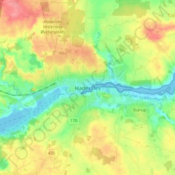 Haderslev topographic map, elevation, terrain