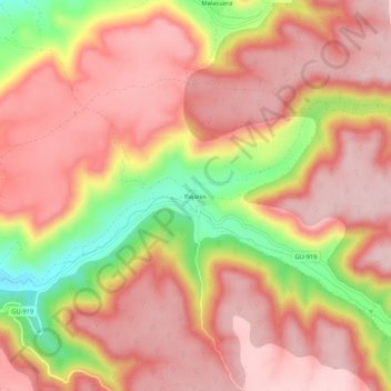 Pajares topographic map, elevation, terrain