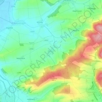Wiesen topographic map, elevation, terrain