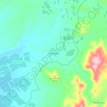 Albaricoques topographic map, elevation, terrain