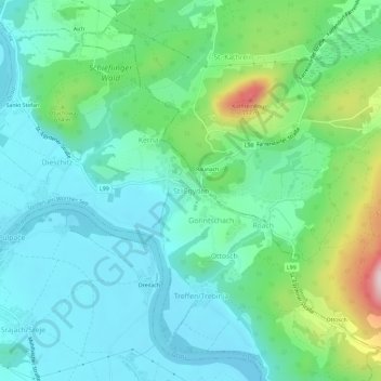 St. Egyden topographic map, elevation, terrain