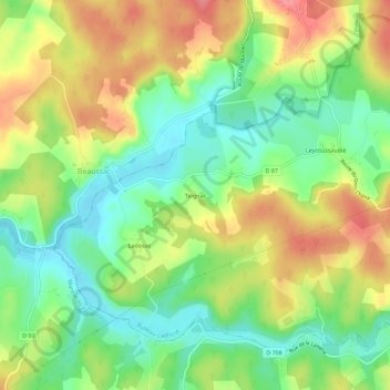 Teignac topographic map, elevation, terrain