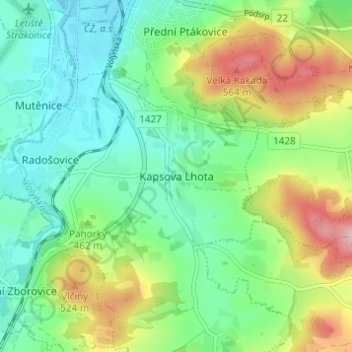 Kapsova Lhota topographic map, elevation, terrain