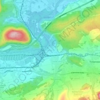 Müllnern topographic map, elevation, terrain