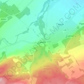 Cawdor topographic map, elevation, terrain