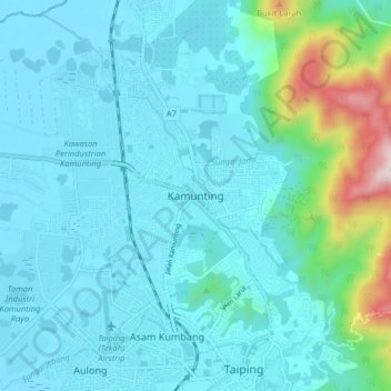 Kamunting topographic map, elevation, terrain