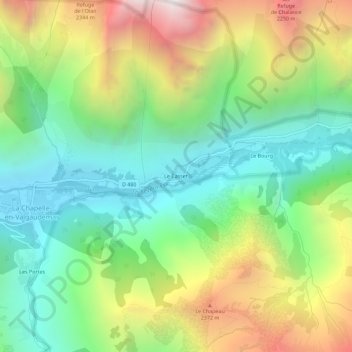 Le Casset topographic map, elevation, terrain