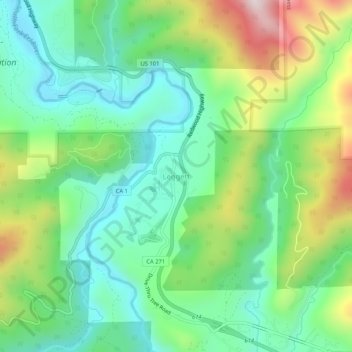 Leggett topographic map, elevation, terrain