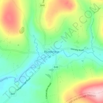 Plumbridge topographic map, elevation, terrain