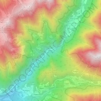 Fondra topographic map, elevation, terrain