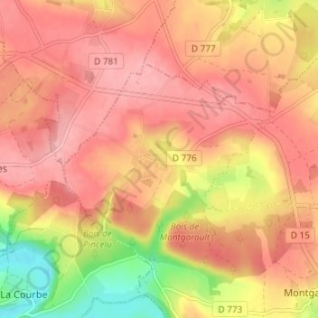Vaux le Bardoult topographic map, elevation, terrain