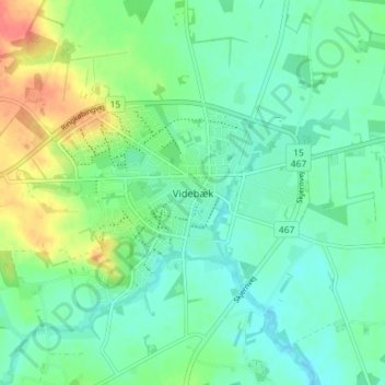 Videbæk topographic map, elevation, terrain