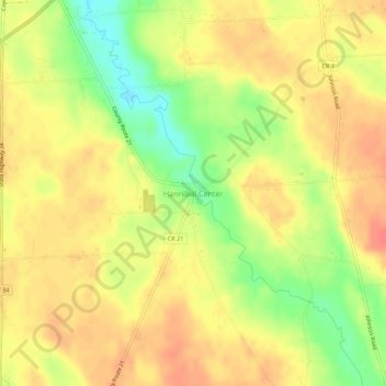 Hannibal Center topographic map, elevation, terrain