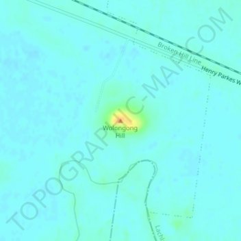 Wolongong Hill topographic map, elevation, terrain