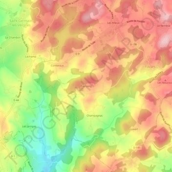 Puy Long topographic map, elevation, terrain
