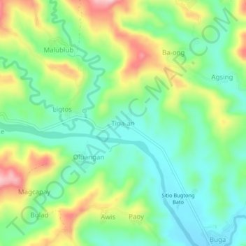 Tina-an topographic map, elevation, terrain
