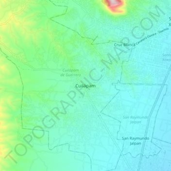 Cuilápam topographic map, elevation, terrain