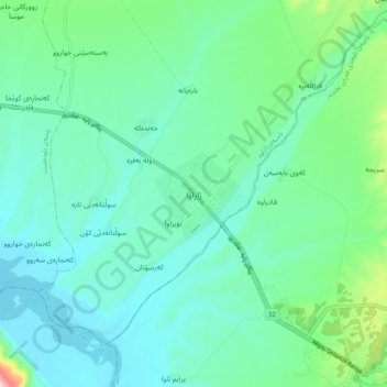 Zharawa topographic map, elevation, terrain