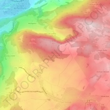 Petits Fourgs topographic map, elevation, terrain