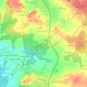 Marvaud topographic map, elevation, terrain