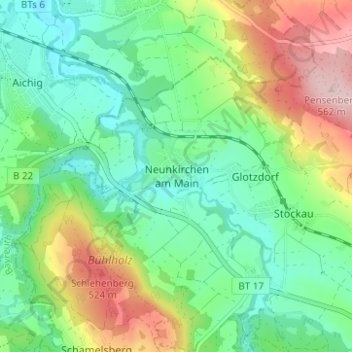 Neunkirchen am Main topographic map, elevation, terrain