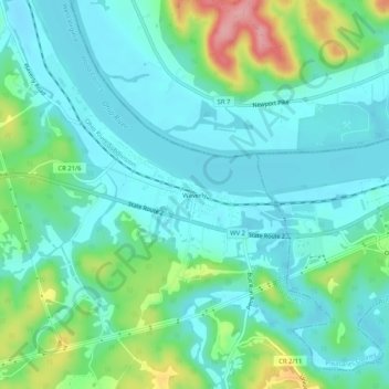Waverly topographic map, elevation, terrain