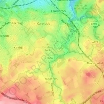 Millerston topographic map, elevation, terrain