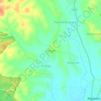 Tengger topographic map, elevation, terrain