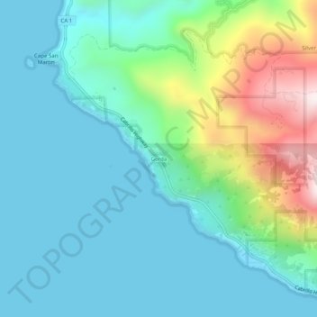 Gorda topographic map, elevation, terrain