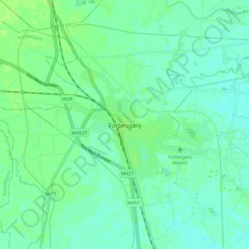 Forbesganj topographic map, elevation, terrain
