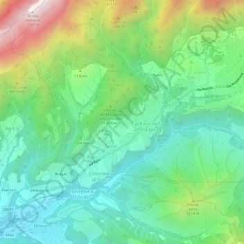 Ronchi topographic map, elevation, terrain