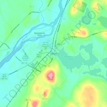 Lincoln topographic map, elevation, terrain