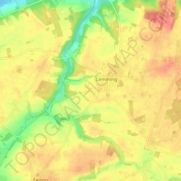 Lemming Vesterby topographic map, elevation, terrain