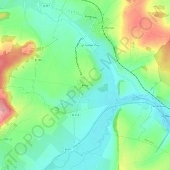 Paroy topographic map, elevation, terrain