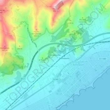 Montemolino topographic map, elevation, terrain