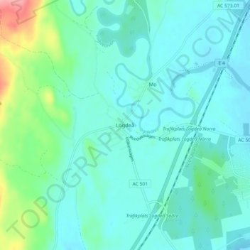 Lögdeå topographic map, elevation, terrain
