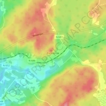 Rydöbruk topographic map, elevation, terrain