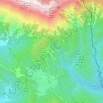 Montemaggiore / Brezje topographic map, elevation, terrain