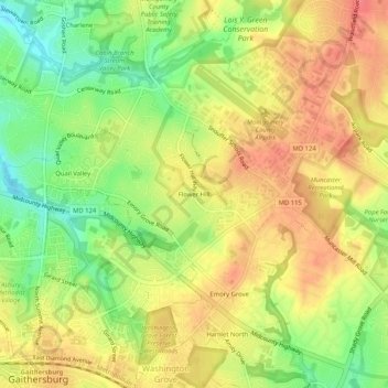 Flower Hill topographic map, elevation, terrain